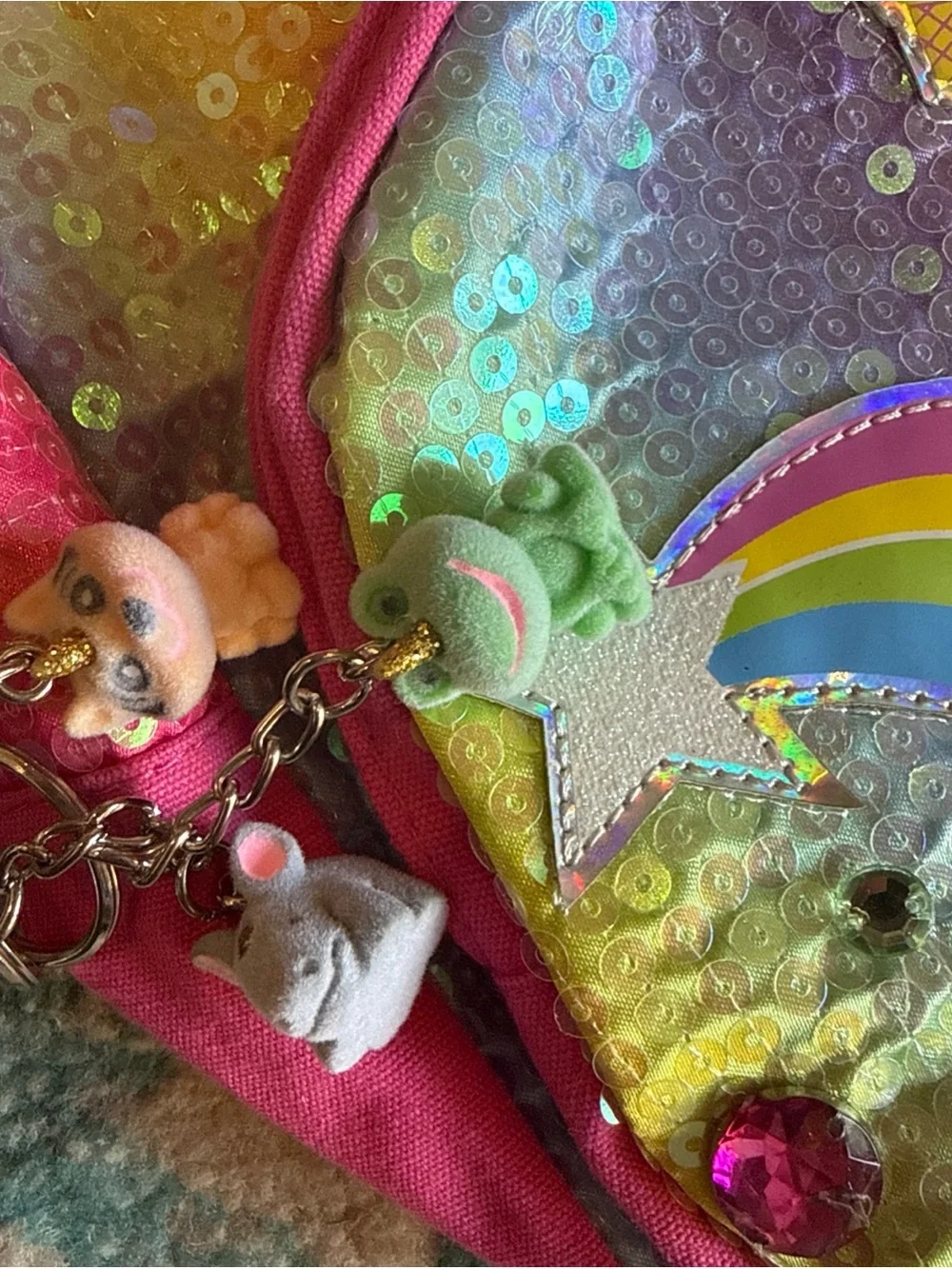 Kids Pink Sequin Rainbow Unicorn Backpack